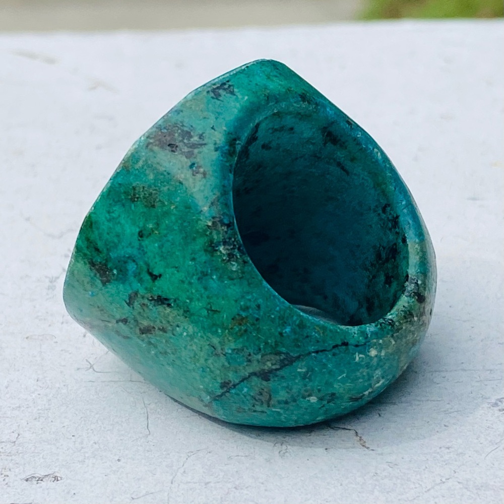 Large Solid Chrysocolla Stone Carved Faceted Wome… - image 7